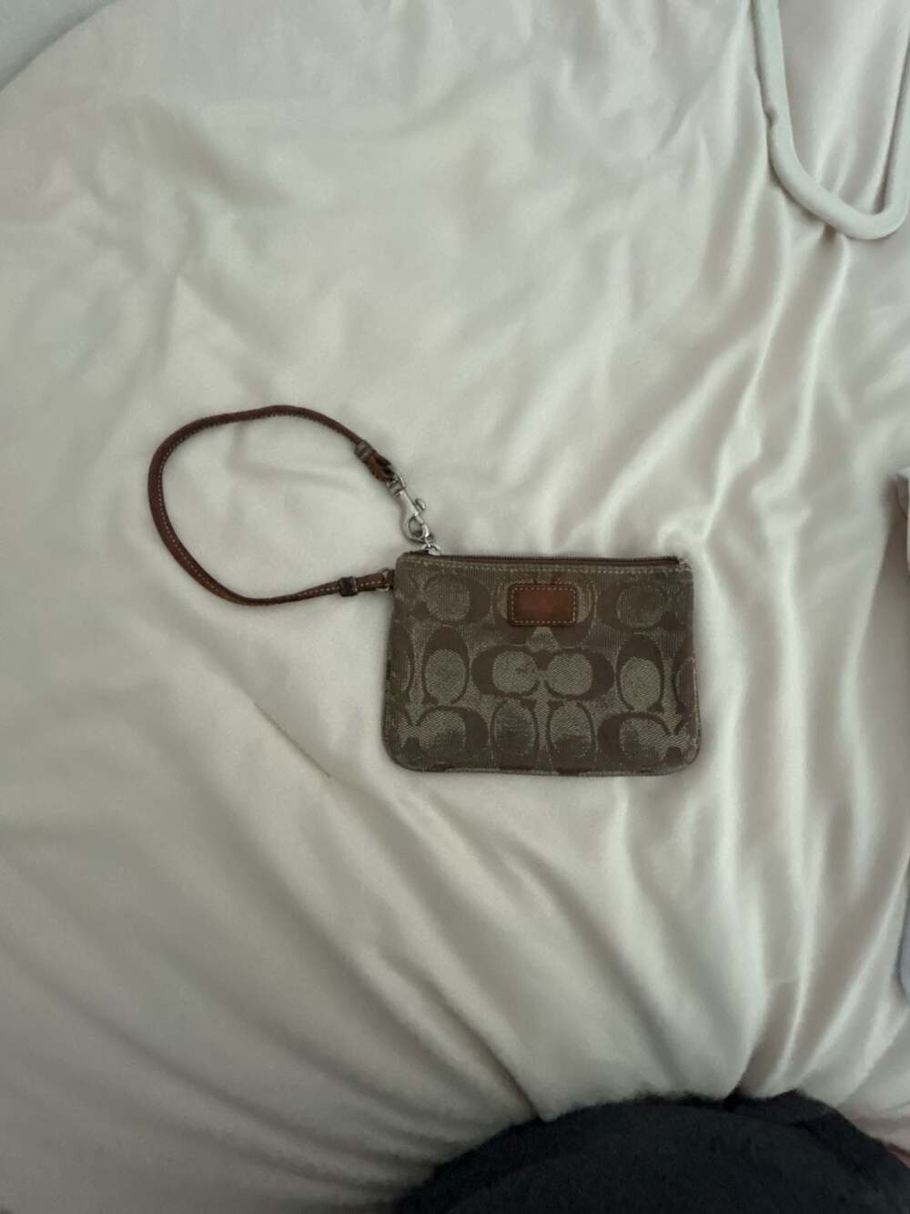 Coach Signature C Monogram Jacquard Fabric Wristlet Pouch